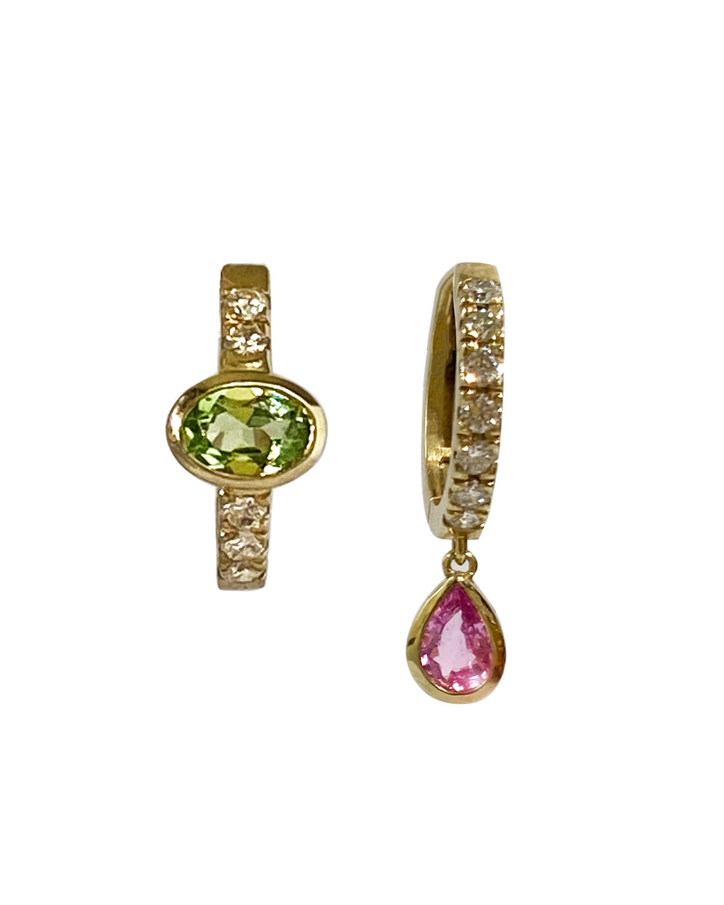 Lou Lou - Pavé Diamond & Gem Stone Huggies